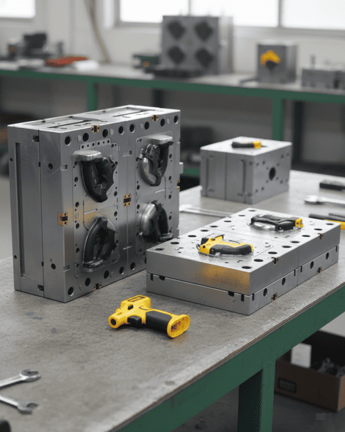 Overmolded parts with soft grip areas