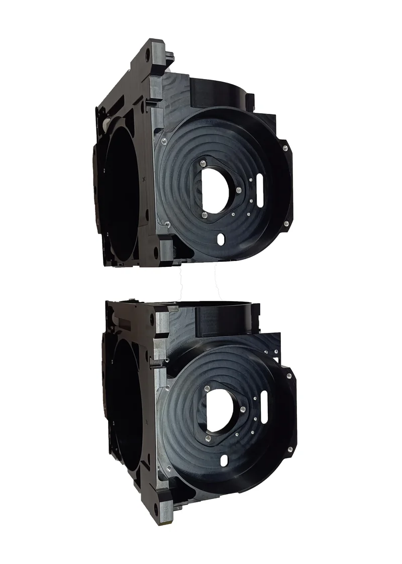 Aluminum frame machined on 5 axes for a gyroscope assembly