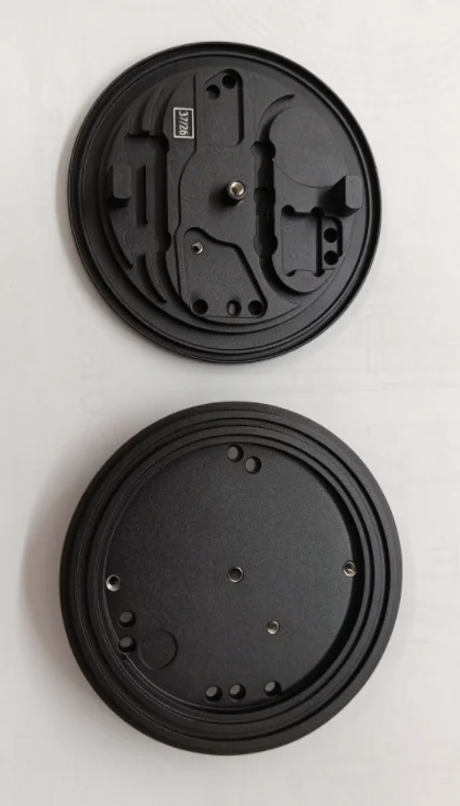 Bright black anodized base plate after fine bead blasting