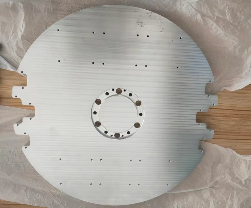 Dense precision hole pattern machined in a 7075-T6 base plate