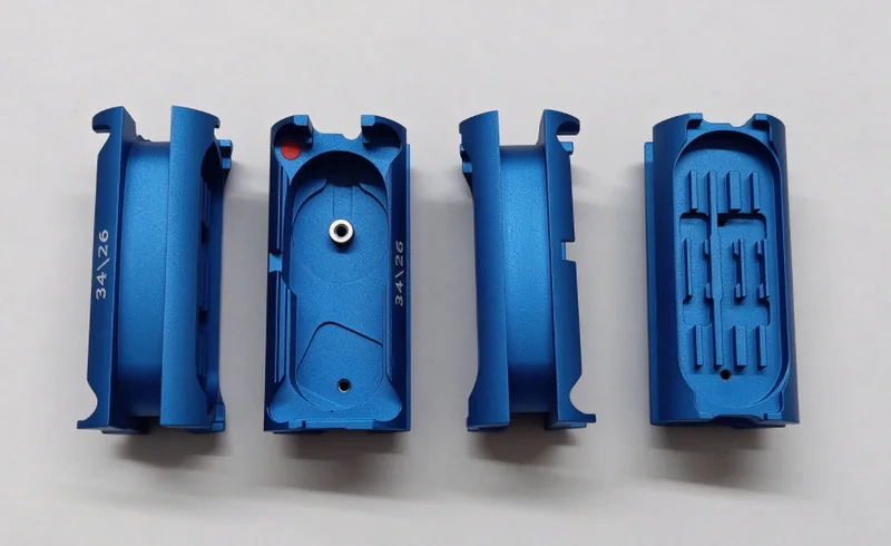AL6061 Fiber Optic Bobbin: Blue Anodized with R0.05 Internal Corners