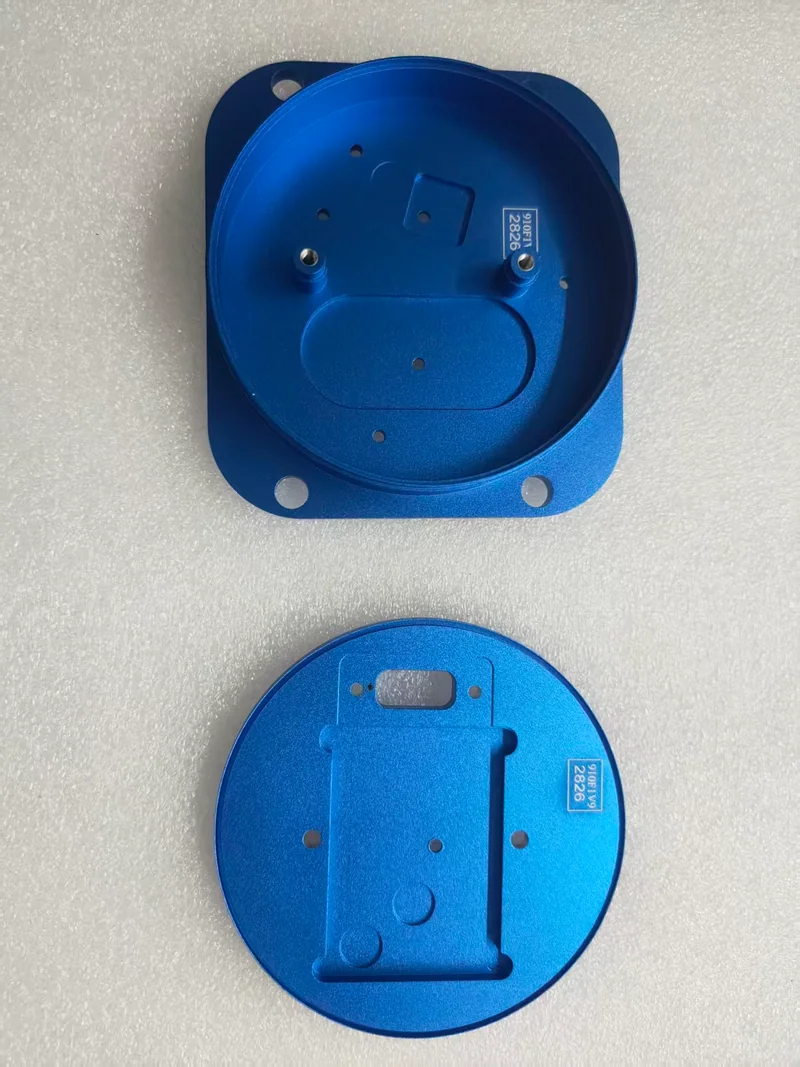 6061 aluminum base and cover for a miniature fiber optic gyro, sky-blue anodized