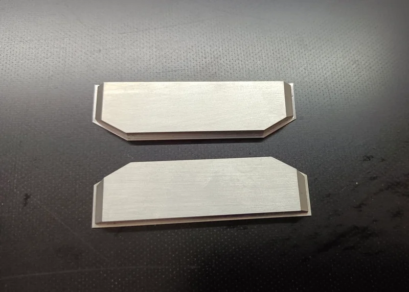 Machined surface of a stainless steel cover after finish passes